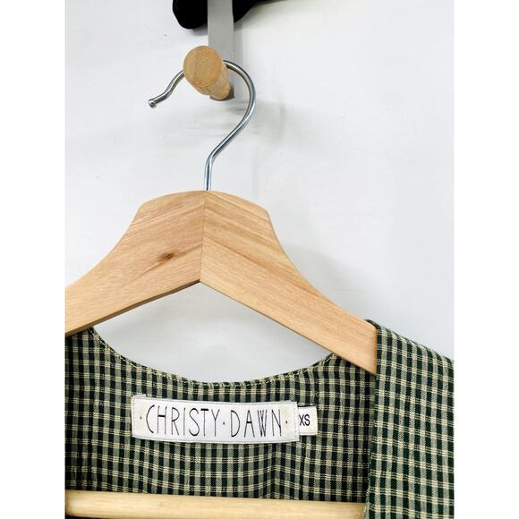 Christy Dawn XS Autumn Green Gingham Wrap Dress - Picture 3 of 5